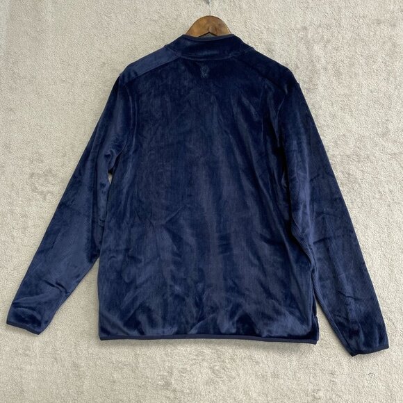 NEW Spyder Men's L Navy 1/4 Zip Pullover Ribbed Sweatshirt Mock neck - Picture 2 of 10